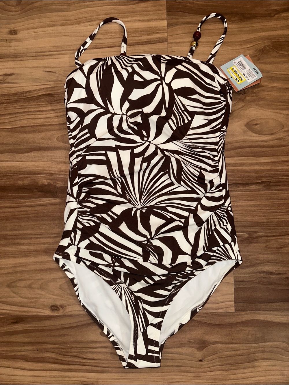 Shade & Shore Brown and White Tropical-Print One-Piece Swimsuit